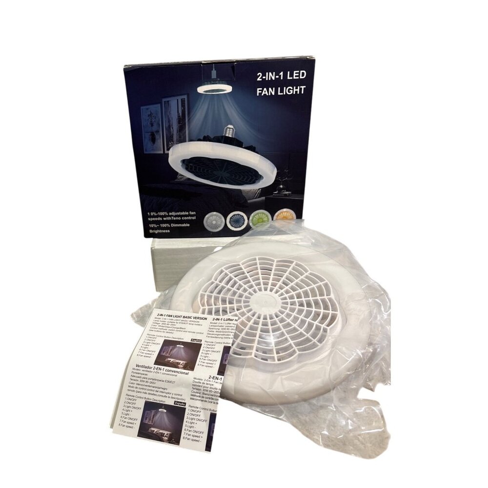 2-In-1 LED Ceiling Fan Light With Remote Control Dimmable Adjustable Speed